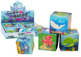 LEAN TOYS Magiczna Kostka Układanka Edukacyjna Zwierzęta Morskie Puzzle Gra Logiczna