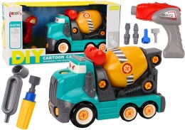 LEAN Toys Ciężarówka Betoniarka Kreskówkowa Do Skręcania DIY Turkusowa