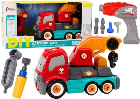 LEAN Toys Ciężarówka Z Hakiem Kreskówkowa Do Skręcania DIY Pomarańczowy Dźwig