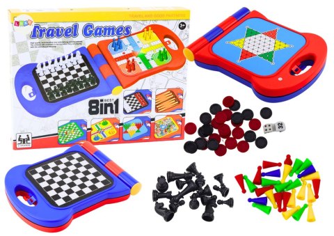 LEAN Toys Gra Podróżna 8w1 Szachy Warcaby Ludo Tryktrak Chińczyk Węże i Drabiny LEAN Toys Gra Podróżna 8w1 Szachy Warcaby Ludo Tryktrak Chińczyk Węże i Drabiny