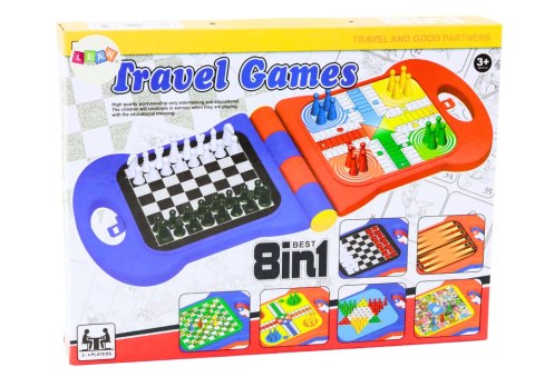 LEAN Toys Gra Podróżna 8w1 Szachy Warcaby Ludo Tryktrak Chińczyk Węże i Drabiny LEAN Toys Gra Podróżna 8w1 Szachy Warcaby Ludo Tryktrak Chińczyk Węże i Drabiny