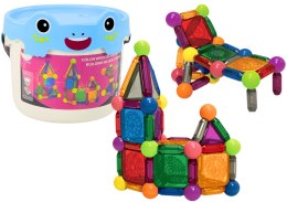 LEAN Toys Klocki Magnetyczne Z Podświetleniem W Wiaderku 112 Elementów