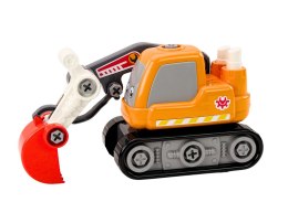 LEAN Toys Koparka Gąsienicowa Kreskówkowa Do Skręcania DIY Pomarańczowa
