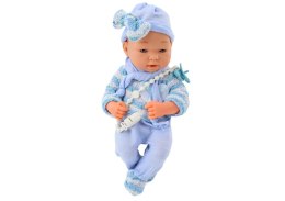 LEAN Toys Lalka Bobas Sweterek w Paski Czapeczka Szalik Niebieski