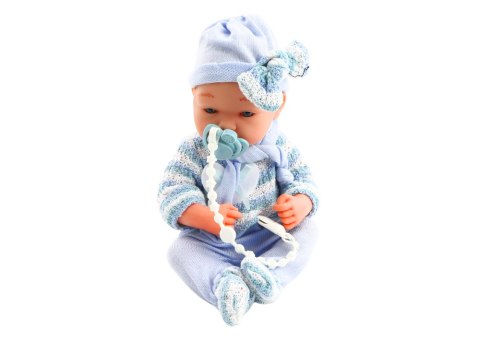 LEAN Toys Lalka Bobas Sweterek w Paski Czapeczka Szalik Niebieski LEAN Toys Lalka Bobas Sweterek w Paski Czapeczka Szalik Niebieski