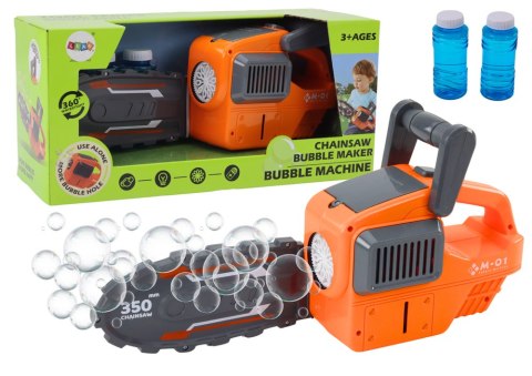LEAN Toys Maszynka Do Baniek Mydlanych Piła Łańcuchowa Pomarańczowa LEAN Toys Maszynka Do Baniek Mydlanych Piła Łańcuchowa Pomarańczowa