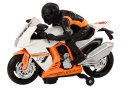 LEAN Toys Motor Z Motocyklistą Światła Dźwięki Czujnik Przeszkód Biały