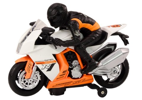 LEAN Toys Motor Z Motocyklistą Światła Dźwięki Czujnik Przeszkód Biały LEAN Toys Motor Z Motocyklistą Światła Dźwięki Czujnik Przeszkód Biały