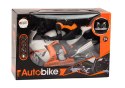 LEAN Toys Motor Z Motocyklistą Światła Dźwięki Czujnik Przeszkód Biały