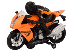 LEAN Toys Motor Z Motocyklistą Światła Dźwięki Czujnik Przeszkód Pomarańczowy