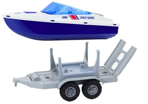 LEAN Toys Quad Policyjny z Przyczepą do przewozu Łodzi oraz Motorówką LEAN Toys Quad Policyjny z Przyczepą do przewozu Łodzi oraz Motorówką