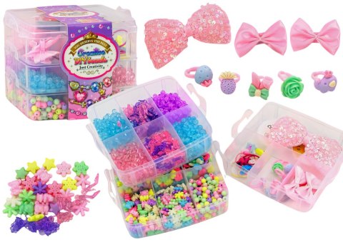 LEAN Toys Zestaw Koralików Zawieszek W Walizce Gumki Spinki Pierścionki DIY 1620 El LEAN Toys Zestaw Koralików Zawieszek W Walizce Gumki Spinki Pierścionki DIY 1620 El