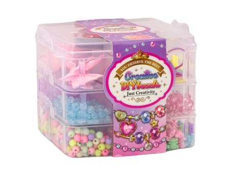 LEAN Toys Zestaw Koralików Zawieszek W Walizce Gumki Spinki Pierścionki DIY 1620 El LEAN Toys Zestaw Koralików Zawieszek W Walizce Gumki Spinki Pierścionki DIY 1620 El