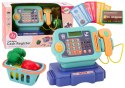 LEAN Toys Kasa Fiskalna Nauka Liczenia Monety Koszyk Światła Dźwięki Niebieska