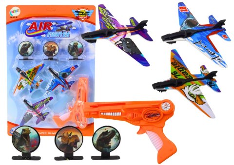 LEAN Toys Pistolet Wyrzutnia Samolotów 3 Samoloty 3 Tarcze Pomarańczowy LEAN Toys Pistolet Wyrzutnia Samolotów 3 Samoloty 3 Tarcze Pomarańczowy
