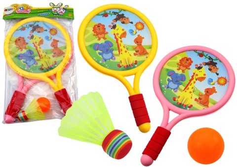 LEAN Toys Rakietki Do Badmintona Dziecięce Zwierzęta Żółty Różowy LEAN Toys Rakietki Do Badmintona Dziecięce Zwierzęta Żółty Różowy