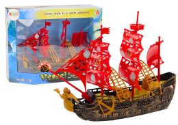 LEAN Toys Statek Piracki Światła Dźwięki Kółka Brązowy