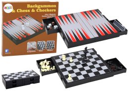 LEAN Toys Zestaw Gier 3w1 Plansza Magnetyczna Szachy Warcaby Backgammon