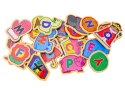 LEAN Toys Zestaw Magnesy Drewniane Literki Obrazki Zwierzęta Przedmioty 26 Sztuk