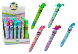 LEAN TOYS Długopis Wielokolorowy Dinozaur Automatyczny 10 Kolorów Mix