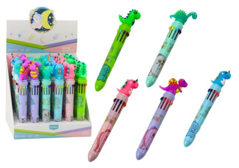 LEAN TOYS Długopis Wielokolorowy Dinozaur Automatyczny 10 Kolorów Mix LEAN TOYS Długopis Wielokolorowy Dinozaur Automatyczny 10 Kolorów Mix