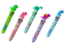 LEAN TOYS Długopis Wielokolorowy Dinozaur Automatyczny 10 Kolorów Mix