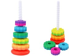 LEAN Toys Piramida Obrotowa Wieża Sorter Układanka Tęczowa 36cm 6 El.