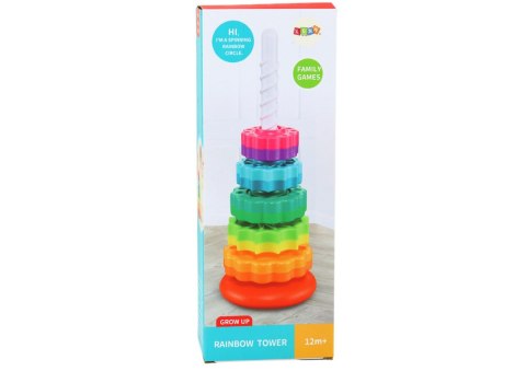 LEAN Toys Piramida Obrotowa Wieża Sorter Układanka Tęczowa 36cm 6 El. LEAN Toys Piramida Obrotowa Wieża Sorter Układanka Tęczowa 36cm 6 El.