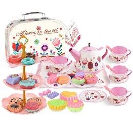 LEAN Toys Zestaw Do Herbaty W Walizce Filiżanki Talerzyki Patera Pączki