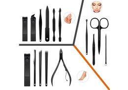 LEAN Zestaw 16 Przyborów Przybornik Do Manicure Pedicure Paznokci CążkiI Obcinacz