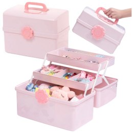 LEAN Organizer Pudełko Na Biżuterię Kosmetyki Akcesoria Różowe 29x16x16cm
