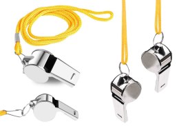 LEAN TOYS Gwizdek Sędziowski Z Kulką Metalowy Żółty Sznurek 40cm