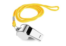 LEAN TOYS Gwizdek Sędziowski Z Kulką Metalowy Żółty Sznurek 40cm