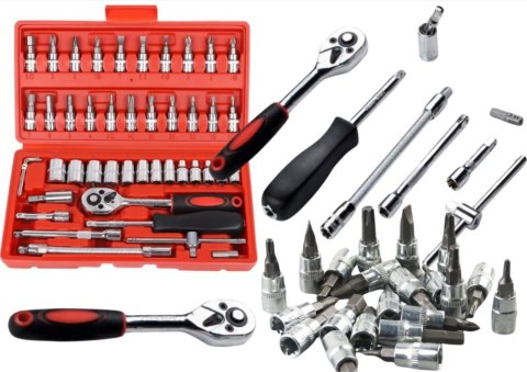 LEAN Zestaw Kluczy Nasadowych 1/4" - 46 Elementów w Walizce LEAN Zestaw Kluczy Nasadowych 1/4" - 46 Elementów w Walizce