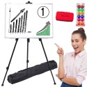LEAN Zestaw Tablica Magnetyczna 90x60cm na Stojaku Magnesy Pisaki Gąbka