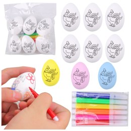LEAN TOYS Jajka Wielkanocne Styropianowe Do Malowania Pisaki Flamastry Koguty 6szt