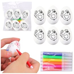LEAN TOYS Jajka Wielkanocne Styropianowe Do Malowania Pisaki Flamastry Kura 6szt