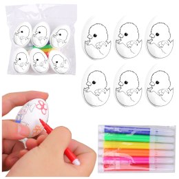 LEAN TOYS Jajka Wielkanocne Styropianowe Do Malowania Pisaki Kurczak W Jajku 6szt