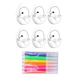 LEAN TOYS Jajka Wielkanocne Styropianowe Do Malowania Pisaki Kurczak W Jajku 6szt