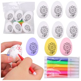 LEAN TOYS Jajka Wielkanocne Styropianowe Do Malowania Pisaki Wzór Kwiat C 6szt