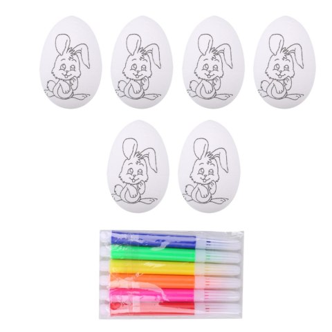 LEAN TOYS Jajka Wielkanocne Styropianowe Do Malowania Pisaki Wzór Zając C 6szt LEAN TOYS Jajka Wielkanocne Styropianowe Do Malowania Pisaki Wzór Zając C 6szt