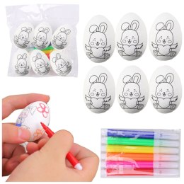 LEAN TOYS Jajka Wielkanocne Styropianowe Do Malowania Pisaki Wzór Zając E 6szt