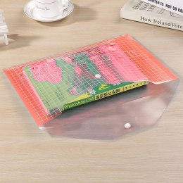 LEAN Teczka Folder Kopertowy Z Zapięciem Przeźroczysty Czerwony A4 20 Sztuk