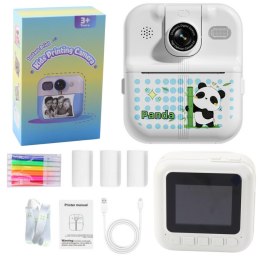 LEAN Toys Aparat Natychmiastowy z Drukarką Termiczną Gry 3 Rolki Biały Panda