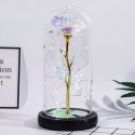 LEAN Wieczna Róża W Kopule Kryształowa Kolorowa Oświetlenie LED 21x11cm