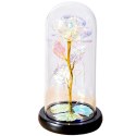 LEAN Wieczna Róża W Kopule Kryształowa Kolorowa Oświetlenie LED 21x11cm