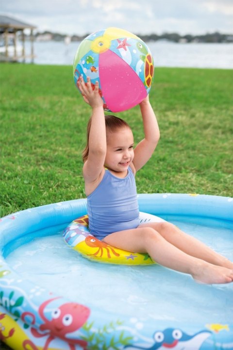 Dmuchany Basen Zestaw 3w1 dla dzieci 122x20cm Tropikalny BESTWAY + Kółko do pływania + Piłka plażowa