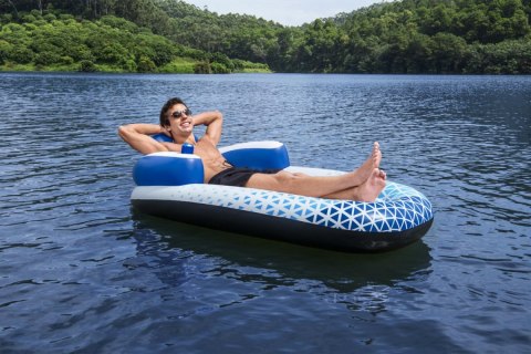 Dmuchany Materac do pływania Indigo Wave BESTWAY 183x97cm + Dmuchane oparcie + Miejsce na napoje Dmuchany Materac do pływania Indigo Wave BESTWAY 183x97cm + Dmuchane oparcie + Miejsce na napoje