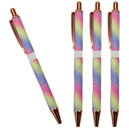 LEAN Długopis Metalowy Automatyczny Brokatowy Niebieski Tusz 1.0mm