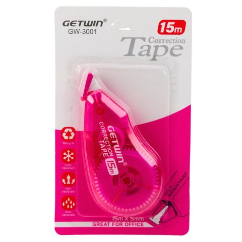 LEAN Korektor W Taśmie Myszka Szkolny Biurowy 15m x 5mm Różowy LEAN Korektor W Taśmie Myszka Szkolny Biurowy 15m x 5mm Różowy